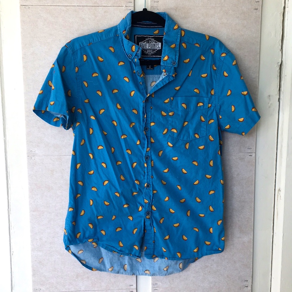 Five Points taco pattern slim fit button down sz S